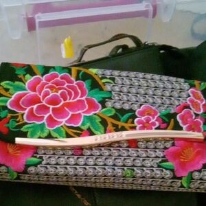 Floral Embroidered Clutch